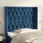 vidaXL Tête de lit avec oreilles Bleu foncé 103x16x118/128 cm Velours