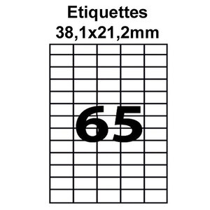 Étiquettes adhésives 38,1x21,2mm (650 étiquette/feuille) - blanc - 10 feuilles -t3azur