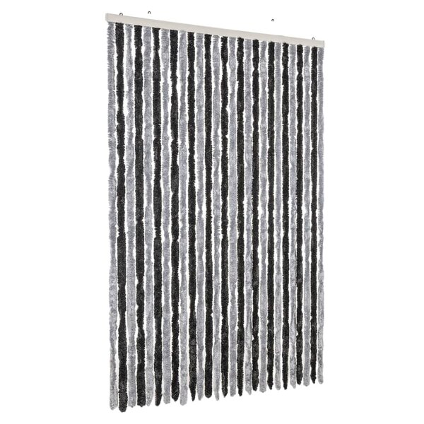 vidaXL Rideau anti-mouches gris et noir 118x220 cm chenille