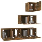 vidaXL Ensemble de meubles TV 4 Pièces Chêne fumé Bois d'ingénierie