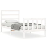 vidaXL Cadre de lit avec tête de lit blanc 90x190 cm bois massif