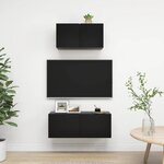 vidaXL Ensemble de meuble TV 2 Pièces Noir Bois d'ingénierie