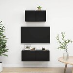 vidaXL Ensemble de meuble TV 2 Pièces Noir Aggloméré