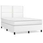 vidaXL Sommier à lattes de lit avec matelas Blanc 140x200cm Similicuir