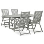 vidaXL Mobilier à dîner de jardin 5 Pièces Bois d'acacia massif Gris