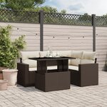 vidaXL Salon de jardin avec coussins 5 Pièces marron résine tressée
