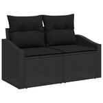 vidaXL Ensemble de Canapés de Jardin 7 Pièces avec Coussins Noir Rattan Poly