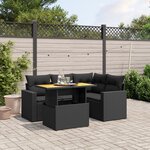 vidaXL Salon de jardin 5 Pièces avec coussins noir résine tressée