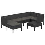 vidaXL Salon de jardin 7 Pièces avec coussins Résine tressée Noir