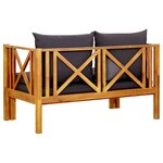 vidaXL Banc de jardin 2 places et coussins 122 cm Bois d'acacia massif