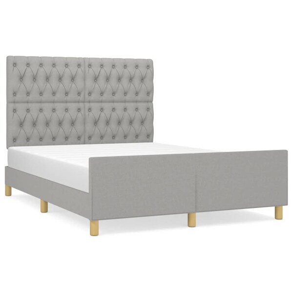 vidaXL Cadre de lit avec tête de lit Gris clair 140x190 cm Tissu