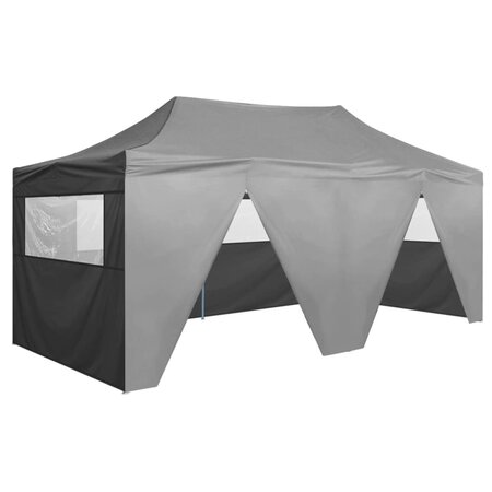 vidaXL Tente de réception pliable avec 4 parois 3x6 m Acier Anthracite