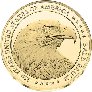 Monnaie BALD EAGLE 250 Anniversaire 1/200 Oz Or 25$ Liberia 2026