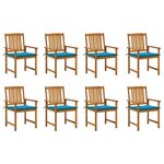 vidaXL Chaises de jardin avec coussins 8 Pièces Bois d'acacia solide