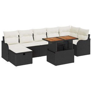 vidaXL Ensemble de canapé de jardin 8 Pièces Noir Poly rotin