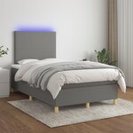 vidaXL Sommier à lattes de lit matelas LED gris foncé 120x190 cm tissu