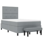 vidaXL Lit avec sommier et banc gris clair 120x200 cm tissu
