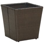 vidaXL Table à thé Marron 41 5x41 5x44 cm Résine tressée verre trempé