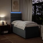 vidaXL Sommier à lattes de lit avec matelas Gris foncé 90x200 cm Tissu