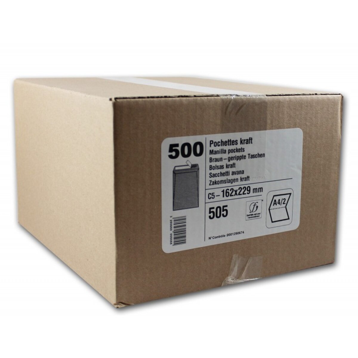 Stock Bureau - GPV Boîte de 500 enveloppes kraft brun C5 162x229 70 g  gommées