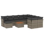 vidaXL Salon de jardin 11 Pièces avec coussins gris résine tressée