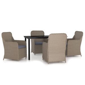 vidaXL Ensemble à manger de jardin et coussins 5 Pièces Marron