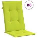 vidaXL Coussins de chaise de jardin à dossier haut lot de 6 vert vif