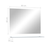 vidaXL Miroir mural avec étagère 80x60 cm Verre trempé
