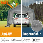 Tente garage carport dim. 6L x 3 6l x 2 75H m acier galvanisé robuste PE haute densité 195 g/m² imperméable anti-UV blanc gris