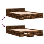 vidaXL Cadre de lit à tiroirs chêne fumé 140x200 cm bois d'ingénierie