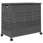 vidaXL Panier à linge avec roulettes gris 66x35x60 cm résine tressée