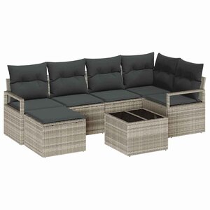 vidaXL Ensemble de Canapés 7 Pièces Gris clair polyrotin