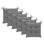 vidaXL Chaises de jardin 6 Pièces avec coussins Bois de teck massif