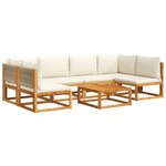 vidaXL Salon de jardin avec coussins 7 Pièces bois massif d'acacia