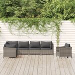 vidaXL Salon de jardin 7 Pièces avec coussins Gris Résine tressée
