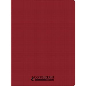Cahier recyclé et recyclable  96 pages seyès 90 g  couverture polypropylène rouge  format 24 x 32 cm CONQUERANT