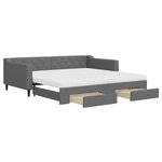 vidaXL Lit de jour avec gigogne et tiroirs gris foncé 100x200 cm tissu
