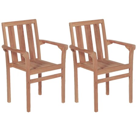 vidaXL Chaises de jardin empilables 2 Pièces Bois de teck solide