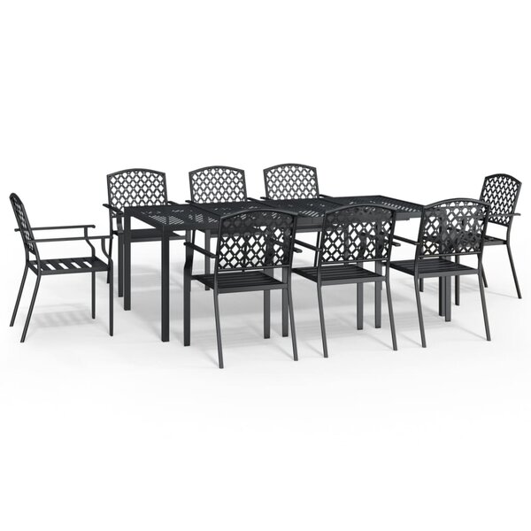 vidaXL Ensemble à manger de jardin 9 Pièces anthracite acier