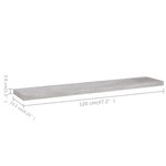 vidaXL Étagères murales flottantes 2 Pièces gris béton 120x23 5x3 8cm MDF