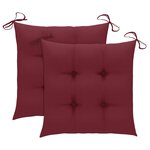 vidaXL Chaises de jardin avec coussins rouge bordeaux 2Pièces Teck massif