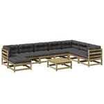 vidaXL Salon de jardin 9 Pièces avec coussins bois de pin imprégné