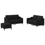 vidaXL Ensemble de canapés 3 Pièces avec coussins Noir Tissu
