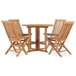 vidaXL Mobilier à dîner d'extérieur pliable 5 Pièces Bois solide de teck