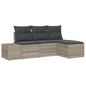 vidaXL Ensemble de canapé de jardin 4 Pièces Gris clair polyrotin
