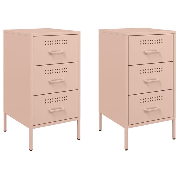 vidaXL Tables de chevet 2 Pièces rose 36x39x68 cm acier laminé à froid