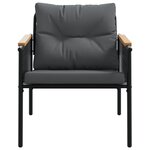 vidaXL Ensemble de meubles de balcon avec coussins 5 Pièces noir acier