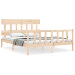 vidaXL Cadre de lit avec tête de lit 160x200 cm bois massif