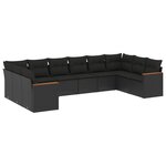 vidaXL Salon de jardin 10 Pièces avec coussins noir résine tressée