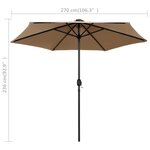 vidaXL Parasol avec LED et mât en aluminium 270 cm Taupe